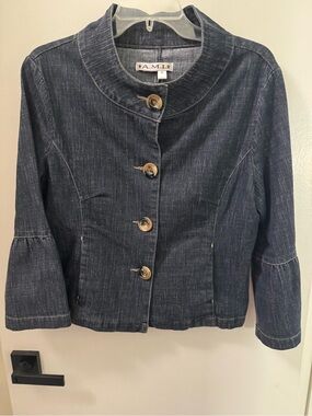 Dark Indigo Denim Short Jacket with Statement Buttons